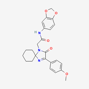 N-(1,3-benzodioxol-5-yl)-2-[3-(4-methoxyphenyl)-2-oxo-1,4-diazaspiro[4.5]dec-3-en-1-yl]acetamide