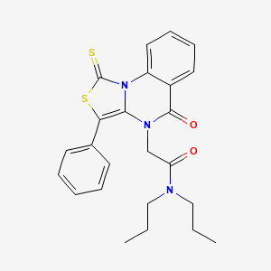 2-{5-oxo-3-phenyl-1-sulfanylidene-1H,4H,5H-[1,3]thiazolo[3,4-a]quinazolin-4-yl}-N,N-dipropylacetamide