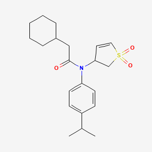 molecular formula C21H29NO3S B11412448 2-cyclohexyl-N-(1,1-dioxido-2,3-dihydrothiophen-3-yl)-N-(4-isopropylphenyl)acetamide 