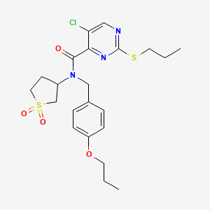 molecular formula C22H28ClN3O4S2 B11412492 5-chloro-N-(1,1-dioxidotetrahydrothiophen-3-yl)-N-(4-propoxybenzyl)-2-(propylsulfanyl)pyrimidine-4-carboxamide 