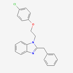 molecular formula C22H19ClN2O B11412493 2-benzyl-1-[2-(4-chlorophenoxy)ethyl]-1H-benzimidazole 