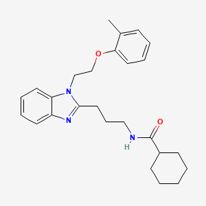 molecular formula C26H33N3O2 B11412494 N-(3-{1-[2-(2-methylphenoxy)ethyl]-1H-benzimidazol-2-yl}propyl)cyclohexanecarboxamide 