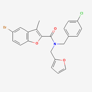 molecular formula C22H17BrClNO3 B11412499 5-bromo-N-(4-chlorobenzyl)-N-(furan-2-ylmethyl)-3-methyl-1-benzofuran-2-carboxamide 