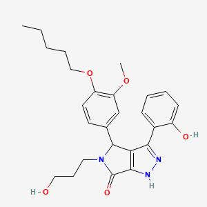 molecular formula C26H31N3O5 B11412507 3-(2-hydroxyphenyl)-5-(3-hydroxypropyl)-4-[3-methoxy-4-(pentyloxy)phenyl]-4,5-dihydropyrrolo[3,4-c]pyrazol-6(1H)-one 