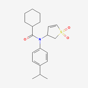 molecular formula C20H27NO3S B11412514 N-(1,1-dioxido-2,3-dihydrothiophen-3-yl)-N-(4-isopropylphenyl)cyclohexanecarboxamide 