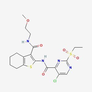 molecular formula C19H23ClN4O5S2 B11412520 5-chloro-2-(ethylsulfonyl)-N-{3-[(2-methoxyethyl)carbamoyl]-4,5,6,7-tetrahydro-1-benzothiophen-2-yl}pyrimidine-4-carboxamide 