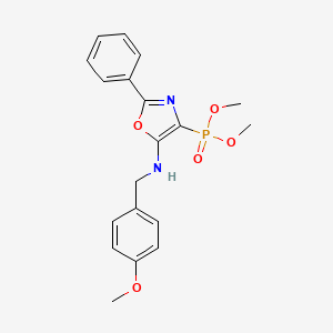 molecular formula C19H21N2O5P B11412522 Dimethyl {5-[(4-methoxybenzyl)amino]-2-phenyl-1,3-oxazol-4-yl}phosphonate 