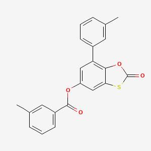 molecular formula C22H16O4S B11412532 7-(3-Methylphenyl)-2-oxo-1,3-benzoxathiol-5-yl 3-methylbenzoate 