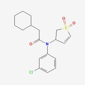 molecular formula C18H22ClNO3S B11412585 N-(3-chlorophenyl)-2-cyclohexyl-N-(1,1-dioxido-2,3-dihydrothiophen-3-yl)acetamide 