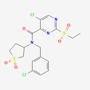 molecular formula C18H19Cl2N3O5S2 B11412609 5-chloro-N-(3-chlorobenzyl)-N-(1,1-dioxidotetrahydrothiophen-3-yl)-2-(ethylsulfonyl)pyrimidine-4-carboxamide 