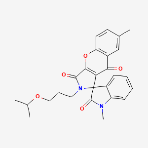 molecular formula C26H26N2O5 B11412613 1',7-dimethyl-2-[3-(propan-2-yloxy)propyl]-2H-spiro[chromeno[2,3-c]pyrrole-1,3'-indole]-2',3,9(1'H)-trione 