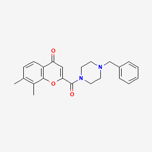 molecular formula C23H24N2O3 B11412616 2-[(4-benzylpiperazin-1-yl)carbonyl]-7,8-dimethyl-4H-chromen-4-one 