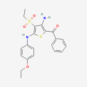 molecular formula C21H22N2O4S2 B11412630 5-Benzoyl-3-(ethanesulfonyl)-N2-(4-ethoxyphenyl)thiophene-2,4-diamine 