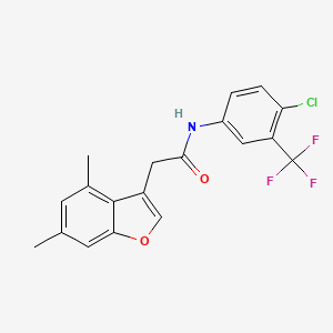 molecular formula C19H15ClF3NO2 B11412634 N-[4-chloro-3-(trifluoromethyl)phenyl]-2-(4,6-dimethyl-1-benzofuran-3-yl)acetamide 