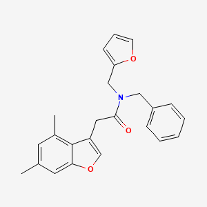 molecular formula C24H23NO3 B11412665 N-benzyl-2-(4,6-dimethyl-1-benzofuran-3-yl)-N-(furan-2-ylmethyl)acetamide 