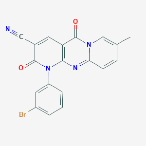 7-(3-bromophenyl)-13-methyl-2,6-dioxo-1,7,9-triazatricyclo[8.4.0.03,8]tetradeca-3(8),4,9,11,13-pentaene-5-carbonitrile