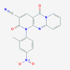 7-(2-methyl-4-nitrophenyl)-2,6-dioxo-1,7,9-triazatricyclo[8.4.0.03,8]tetradeca-3(8),4,9,11,13-pentaene-5-carbonitrile