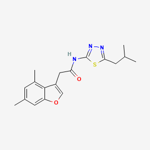 2-(4,6-dimethyl-1-benzofuran-3-yl)-N-[5-(2-methylpropyl)-1,3,4-thiadiazol-2-yl]acetamide