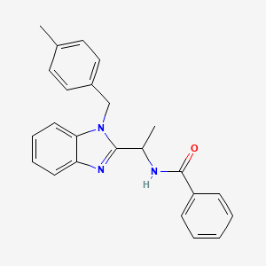 molecular formula C24H23N3O B11412809 N-{1-[1-(4-methylbenzyl)-1H-benzimidazol-2-yl]ethyl}benzamide 