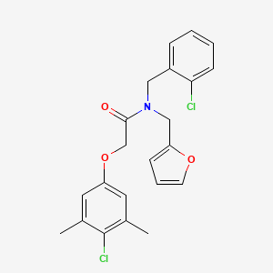 molecular formula C22H21Cl2NO3 B11412810 N-(2-chlorobenzyl)-2-(4-chloro-3,5-dimethylphenoxy)-N-(furan-2-ylmethyl)acetamide 