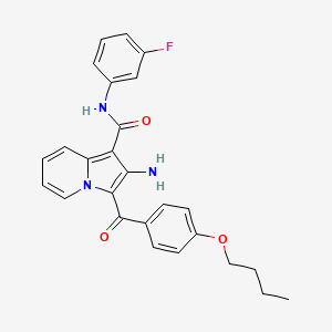 molecular formula C26H24FN3O3 B11412822 2-amino-3-(4-butoxybenzoyl)-N-(3-fluorophenyl)indolizine-1-carboxamide 