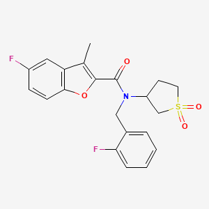 molecular formula C21H19F2NO4S B11412836 N-(1,1-dioxidotetrahydrothiophen-3-yl)-5-fluoro-N-(2-fluorobenzyl)-3-methyl-1-benzofuran-2-carboxamide 