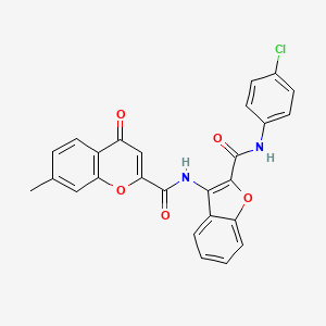 molecular formula C26H17ClN2O5 B11412858 N-{2-[(4-chlorophenyl)carbamoyl]-1-benzofuran-3-yl}-7-methyl-4-oxo-4H-chromene-2-carboxamide 