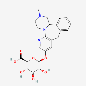 B1141286 beta-D-Glucopyranosiduronic acid, 1,2,3,4,10,14b-hexahydro-2-methylpyrazino[2,1-a]pyrido[2,3-c][2]benzazepin-8-yl CAS No. 155239-47-7