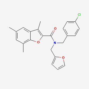 N-(4-chlorobenzyl)-N-(furan-2-ylmethyl)-3,5,7-trimethyl-1-benzofuran-2-carboxamide