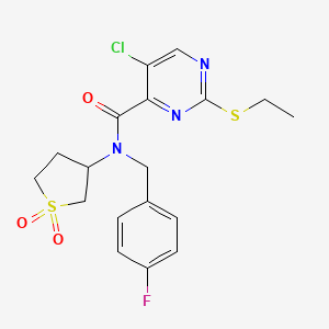 molecular formula C18H19ClFN3O3S2 B11412882 5-chloro-N-(1,1-dioxidotetrahydrothiophen-3-yl)-2-(ethylsulfanyl)-N-(4-fluorobenzyl)pyrimidine-4-carboxamide 