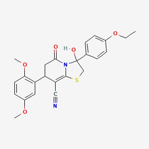 molecular formula C24H24N2O5S B11412904 7-(2,5-dimethoxyphenyl)-3-(4-ethoxyphenyl)-3-hydroxy-5-oxo-2,3,6,7-tetrahydro-5H-[1,3]thiazolo[3,2-a]pyridine-8-carbonitrile 