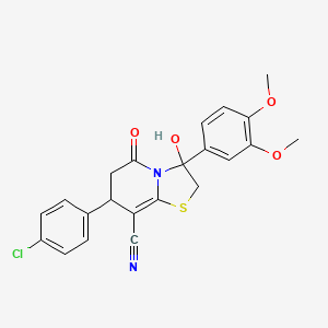 7-(4-chlorophenyl)-3-(3,4-dimethoxyphenyl)-3-hydroxy-5-oxo-2,3,6,7-tetrahydro-5H-[1,3]thiazolo[3,2-a]pyridine-8-carbonitrile