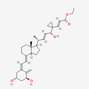 B1141291 (5Z,7E,22E)-(1S,3R,24R)-25-(carboethoxy-methylene)-26,26-cyclo-9,10-seco-5,7,10(19),22-cholestatetraene-1,3,24-triol CAS No. 186371-96-0