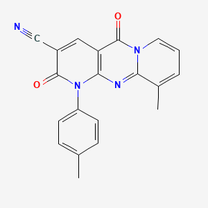 11-methyl-7-(4-methylphenyl)-2,6-dioxo-1,7,9-triazatricyclo[8.4.0.03,8]tetradeca-3(8),4,9,11,13-pentaene-5-carbonitrile