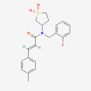 molecular formula C21H22FNO3S B11412962 (2E)-N-(1,1-dioxidotetrahydrothiophen-3-yl)-N-(2-fluorobenzyl)-3-(4-methylphenyl)prop-2-enamide 