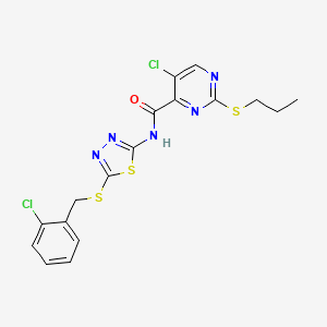 5-chloro-N-{5-[(2-chlorobenzyl)sulfanyl]-1,3,4-thiadiazol-2-yl}-2-(propylsulfanyl)pyrimidine-4-carboxamide