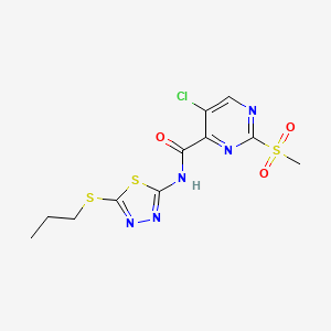 molecular formula C11H12ClN5O3S3 B11413043 5-chloro-2-(methylsulfonyl)-N-[5-(propylsulfanyl)-1,3,4-thiadiazol-2-yl]pyrimidine-4-carboxamide 