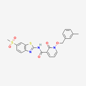 molecular formula C22H19N3O5S2 B11413053 1-((3-methylbenzyl)oxy)-N-(6-(methylsulfonyl)benzo[d]thiazol-2-yl)-2-oxo-1,2-dihydropyridine-3-carboxamide 