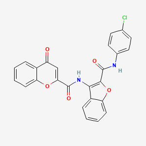 molecular formula C25H15ClN2O5 B11413105 N-{2-[(4-chlorophenyl)carbamoyl]-1-benzofuran-3-yl}-4-oxo-4H-chromene-2-carboxamide 