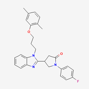 4-{1-[3-(2,5-dimethylphenoxy)propyl]-1H-benzimidazol-2-yl}-1-(4-fluorophenyl)pyrrolidin-2-one