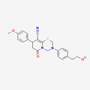 3-[4-(2-hydroxyethyl)phenyl]-8-(4-methoxyphenyl)-6-oxo-3,4,7,8-tetrahydro-2H,6H-pyrido[2,1-b][1,3,5]thiadiazine-9-carbonitrile