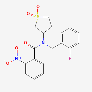 molecular formula C18H17FN2O5S B11413151 N-(1,1-dioxidotetrahydrothiophen-3-yl)-N-(2-fluorobenzyl)-2-nitrobenzamide 