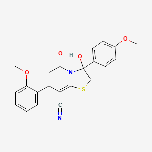 3-hydroxy-7-(2-methoxyphenyl)-3-(4-methoxyphenyl)-5-oxo-2,3,6,7-tetrahydro-5H-[1,3]thiazolo[3,2-a]pyridine-8-carbonitrile