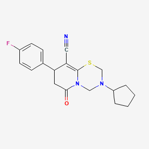 3-cyclopentyl-8-(4-fluorophenyl)-6-oxo-3,4,7,8-tetrahydro-2H,6H-pyrido[2,1-b][1,3,5]thiadiazine-9-carbonitrile