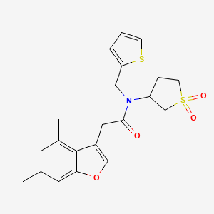 2-(4,6-dimethyl-1-benzofuran-3-yl)-N-(1,1-dioxidotetrahydrothiophen-3-yl)-N-(thiophen-2-ylmethyl)acetamide