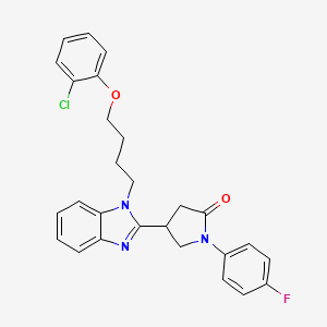 molecular formula C27H25ClFN3O2 B11413244 4-{1-[4-(2-chlorophenoxy)butyl]-1H-benzimidazol-2-yl}-1-(4-fluorophenyl)pyrrolidin-2-one 