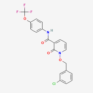 molecular formula C20H14ClF3N2O4 B11413258 1-((3-chlorobenzyl)oxy)-2-oxo-N-(4-(trifluoromethoxy)phenyl)-1,2-dihydropyridine-3-carboxamide 