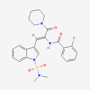 N-[(1Z)-1-[1-(dimethylsulfamoyl)-1H-indol-3-yl]-3-oxo-3-(piperidin-1-yl)prop-1-en-2-yl]-2-fluorobenzamide