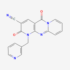 molecular formula C18H11N5O2 B11413310 2,6-dioxo-7-(pyridin-3-ylmethyl)-1,7,9-triazatricyclo[8.4.0.03,8]tetradeca-3(8),4,9,11,13-pentaene-5-carbonitrile 