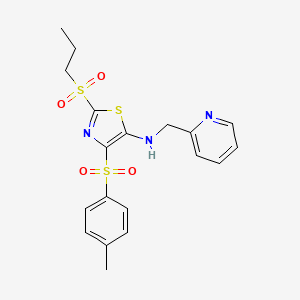 4-[(4-methylphenyl)sulfonyl]-2-(propylsulfonyl)-N-(pyridin-2-ylmethyl)-1,3-thiazol-5-amine